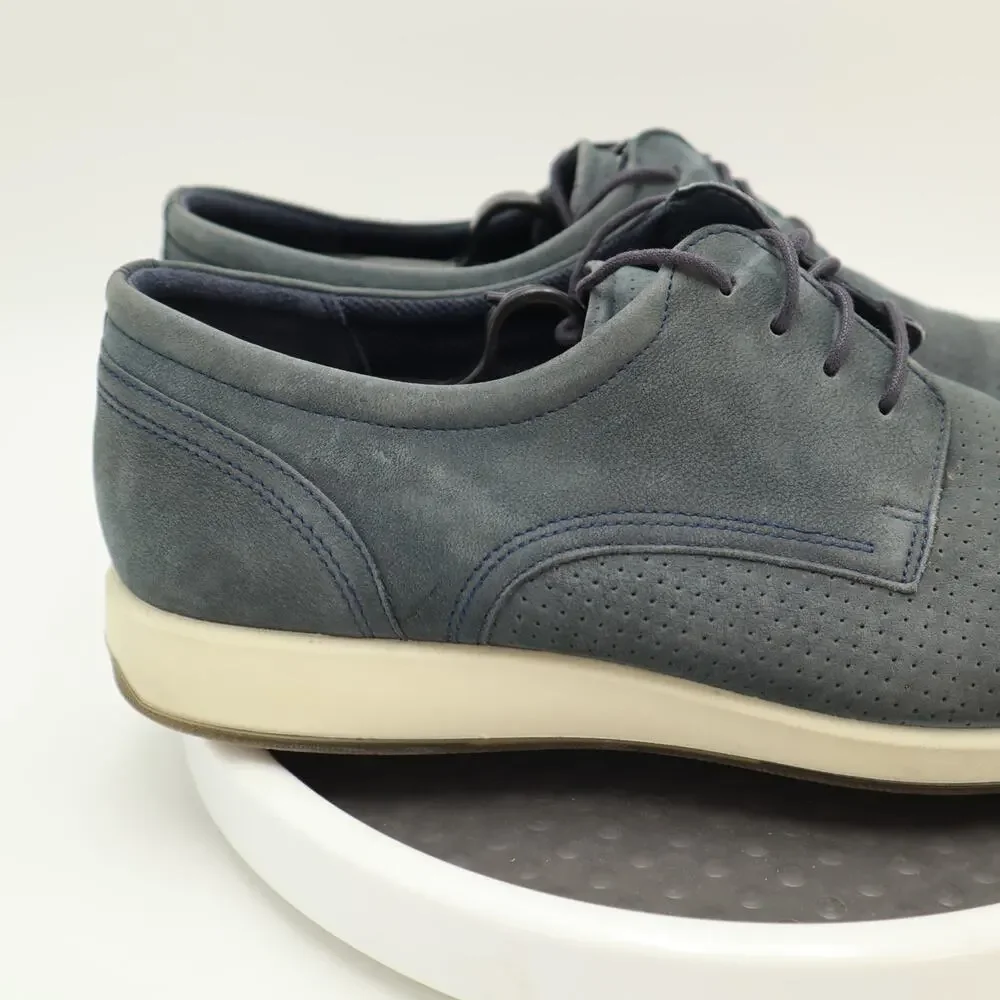 Ecco Jared Modern Tie Mens Blue Leather Shoes Size 10 EU 44 Dress Sneakers